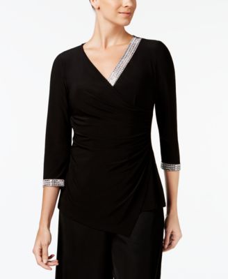 MSK Embellished Wrap Top - Macy's