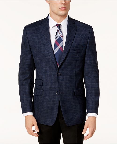 Michael Kors Mens Elijah Classic Plaid Tie Blue Size Regular