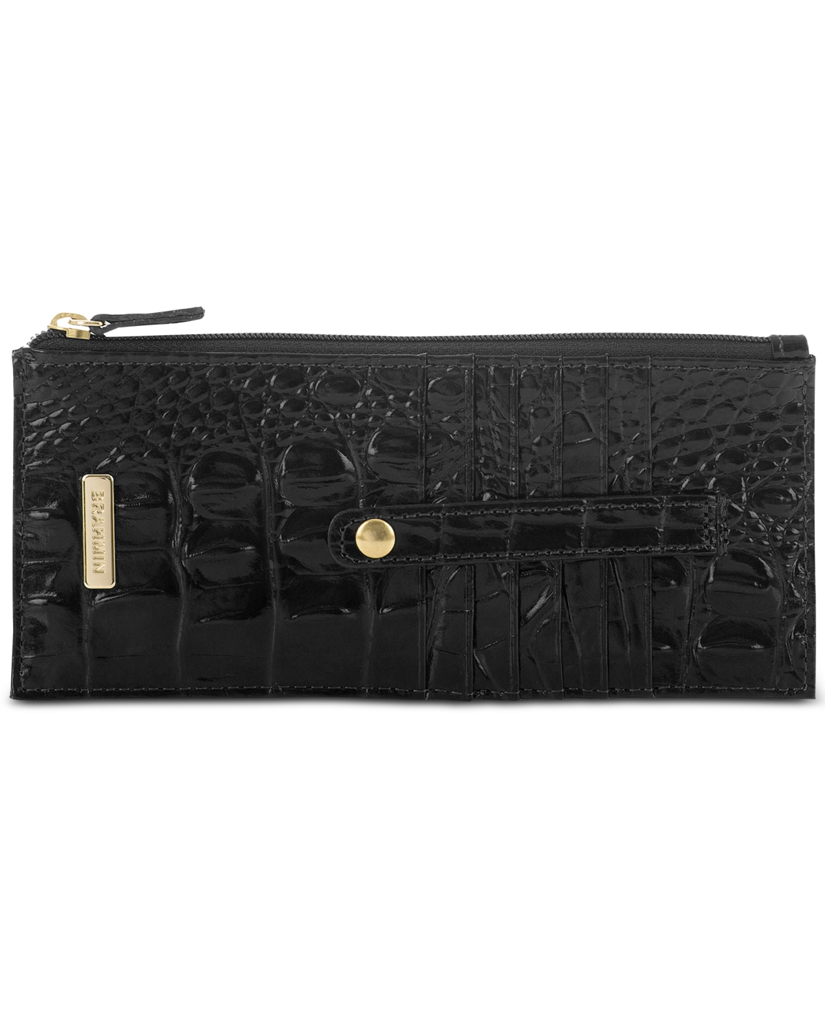 Credit Card Melbourne Embossed Leather Wallet - Black/Gold