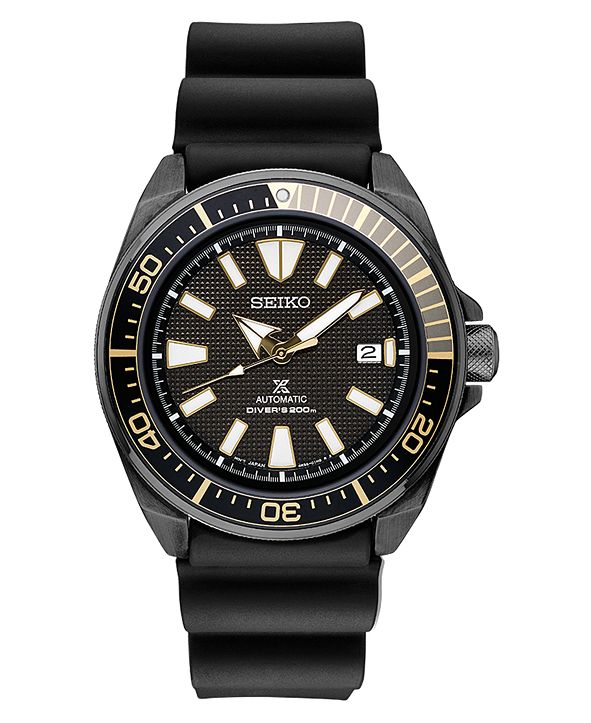 seiko prospex divers solar mens black silicone watch sne441