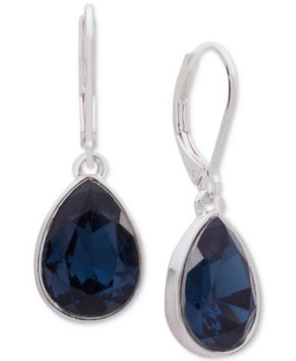 Nine West - Silver-Tone Blue Stone Drop Earrings
