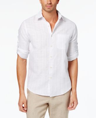 Tasso Elba Men's Textured Linen Shirt, Created for Macy's - Macy's