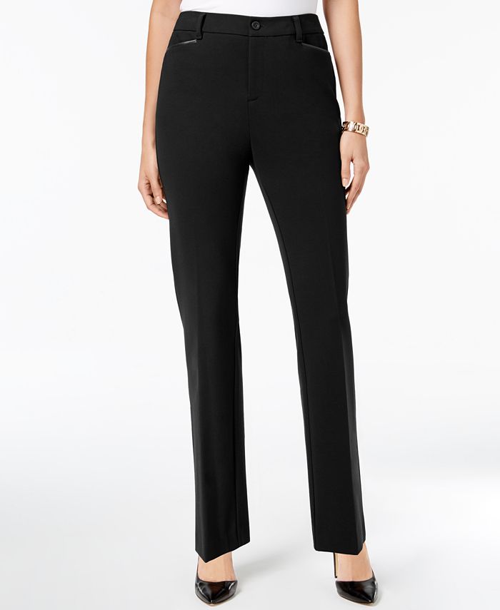 Charter Club Faux-Leather-Trim Straight-Leg Pants, Created for Macy's ...