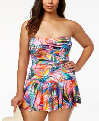 plus size strapless swimdress