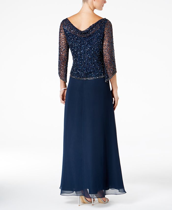 J Kara Beaded Cowl-Neck Gown - Macy's