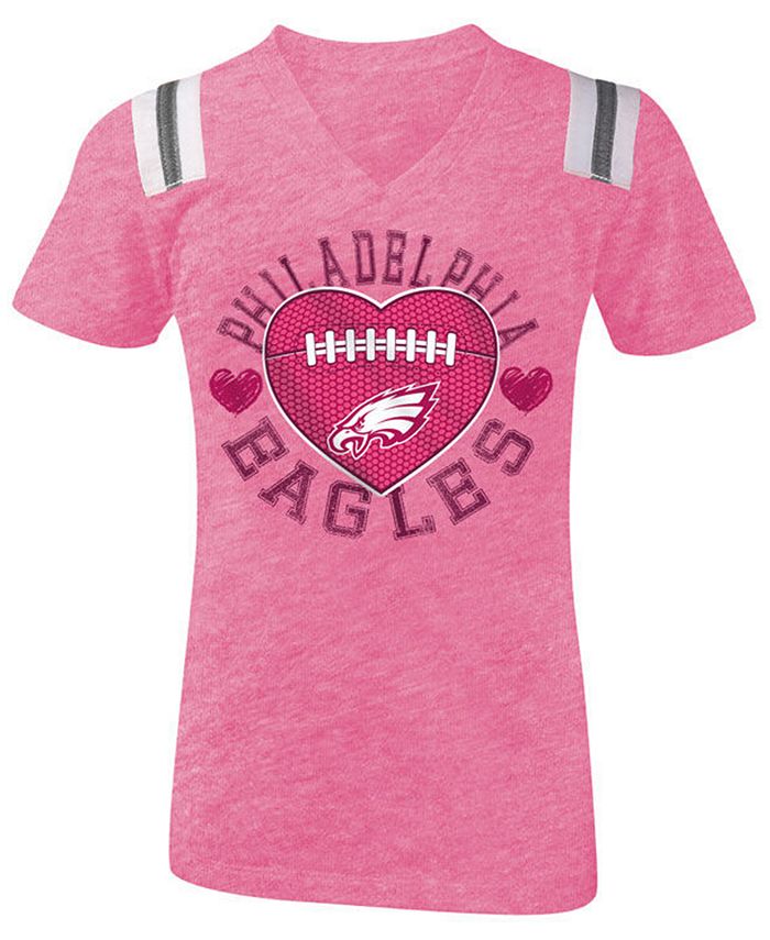 5th & Ocean Philadelphia Eagles Pink Heart Football T-Shirt, Girls (4-16) -  Macy's