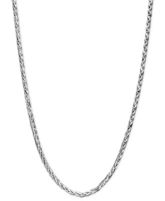 14k White Gold Necklace, 16" Diamond Cut Wheat Chain (9/10mm)