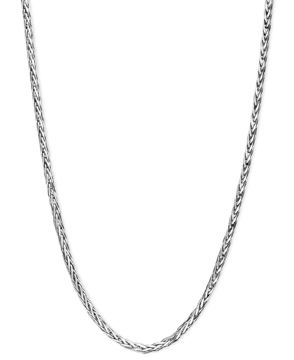 14k White Gold Necklace, 16" Diamond Cut Wheat Chain (9/10mm) - White Gold