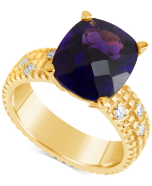 image of Amethyst (5-1/2 ct. t.w.) & Diamond (1/6 ct. t.w.) Ring in 14k Gold
