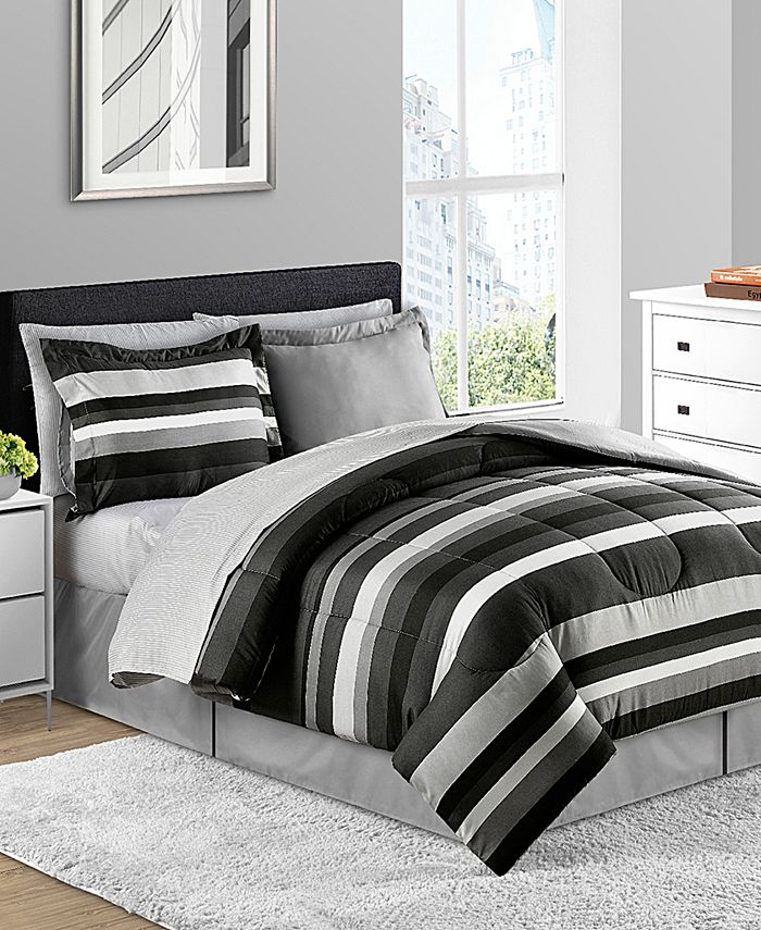 Fairfield Square Collection Austin Stripe/Solid Reversible 8 Pc