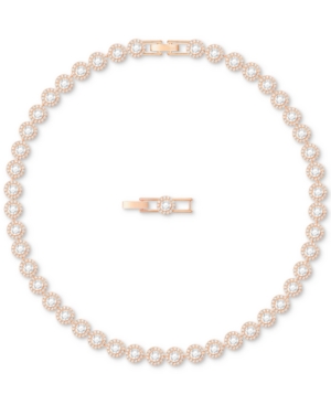 image of Swarovski Rose Gold-Tone Crystal Halo All-Around Collar Necklace