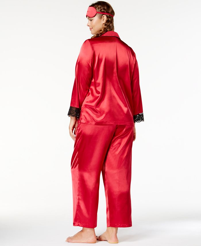 Thalia Sodi Plus Size LaceTrim Pajama Set with Eye Mask, Created for