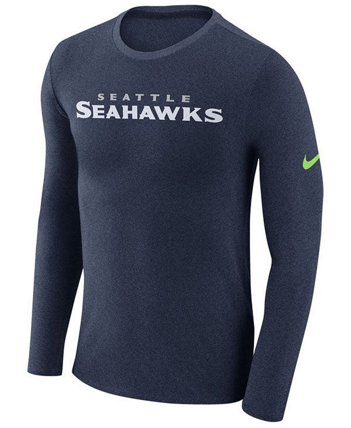 Nike Men's Seattle Seahawks Marled Wordmark Long Sleeve T-Shirt ...