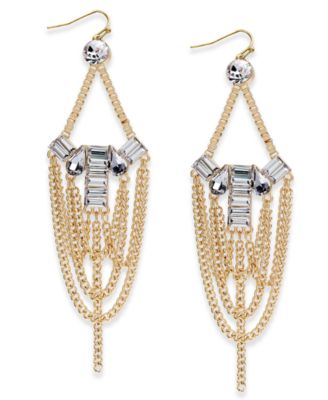 Thalia Sodi - Gold-Tone Crystal & Chain Chandelier Earrings