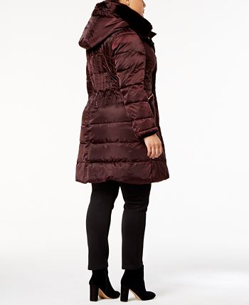 vince camuto women's faux fur trim hooded down parka