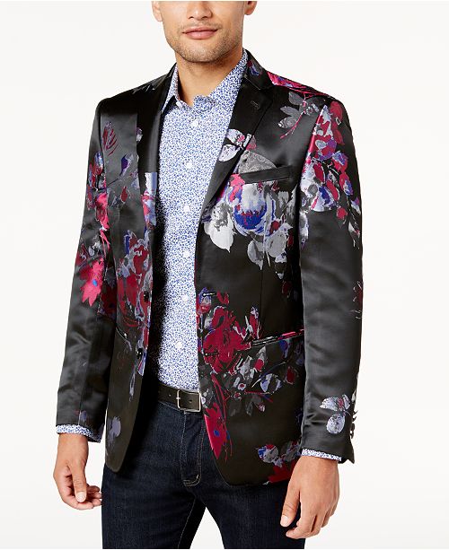 Tallia Orange Men S Slim Fit Black Blue And Red Floral Print