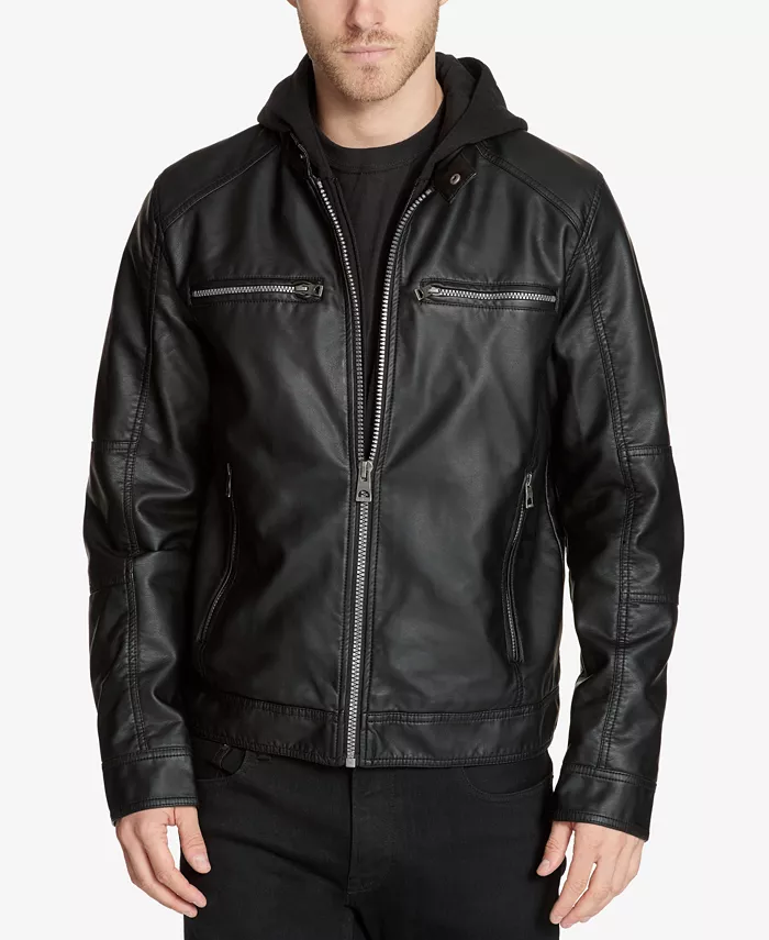 macys.com | Men'S Faux-Leather Detachable-Hood