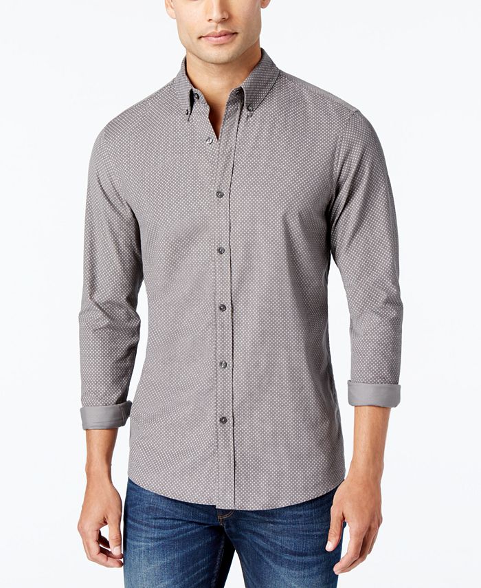 Michael Kors Men's Rex Corduroy Slim-Fit Printed Shirt - Macy's