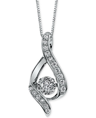 Macy's Diamond Ribbon Pendant Necklace in 14k Gold, Rose Gold or White Gold  (3/8 ct. t.w.) & Reviews - Necklaces - Jewelry & Watches - Macy's