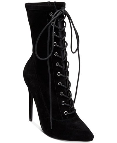 Steve Madden Women's Satisfied Lace-Up Stiletto Booties - Boots - Shoes ...
