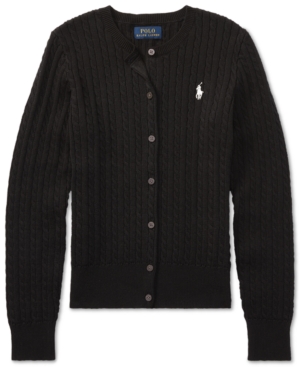 image of Polo Ralph Lauren Big Girls Cable-Knit Cotton Cardigan