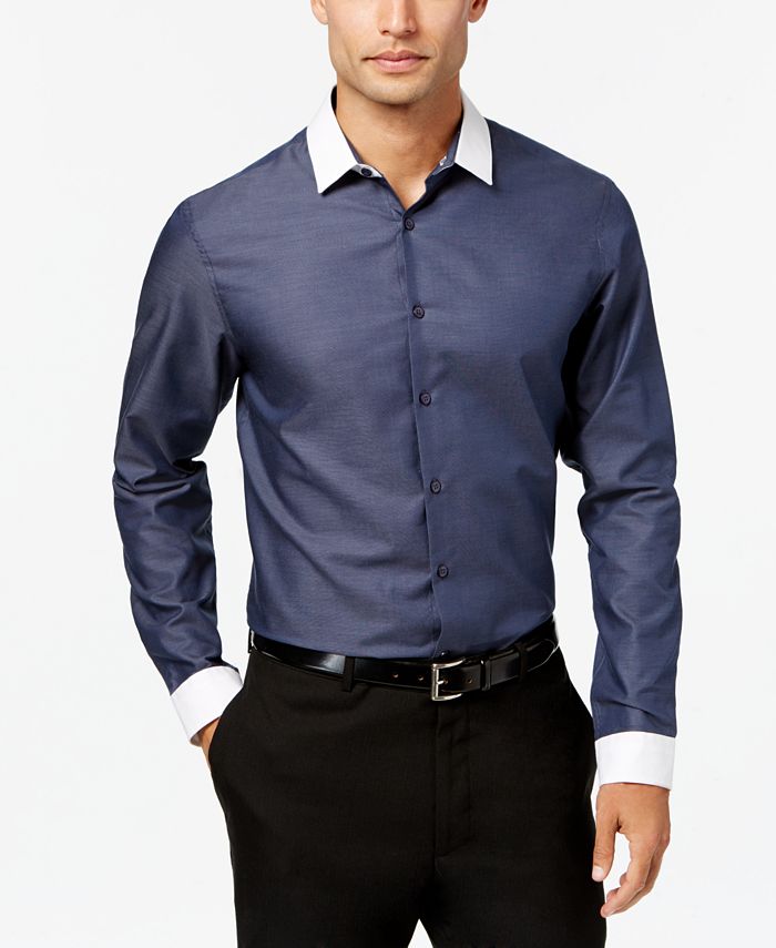 INC International Concepts I.N.C. Men's Contrast Collar Shirt, Created for  Macy's - Macy's