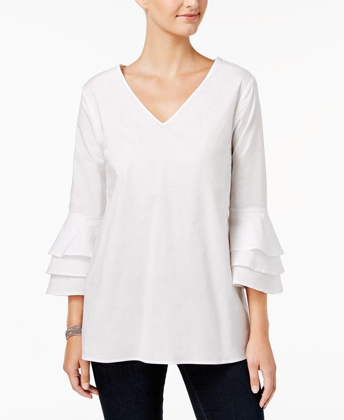 Love Scarlett Petite Tiered Bell-Sleeve Top, Created for Macy's - Macy's