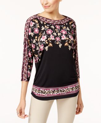 JM Collection - Embellished Floral-Print Top