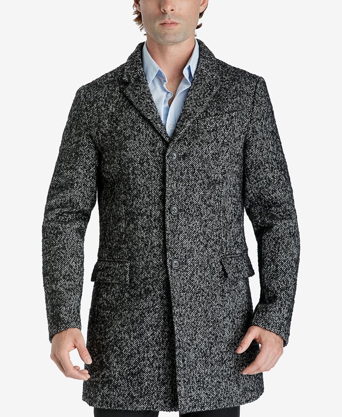 Michael Kors Men's Ghent Slim Fit Overcoat Black Size 38