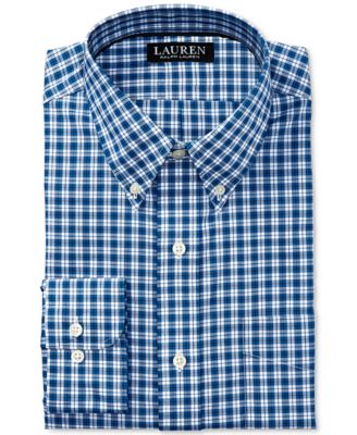 Mens Shirts Blue And White Plaid Dress Shirt Lauren Ralph Lauren Men's  Slim-Fit Non-Iron Plaid Dress Shirt Macy's