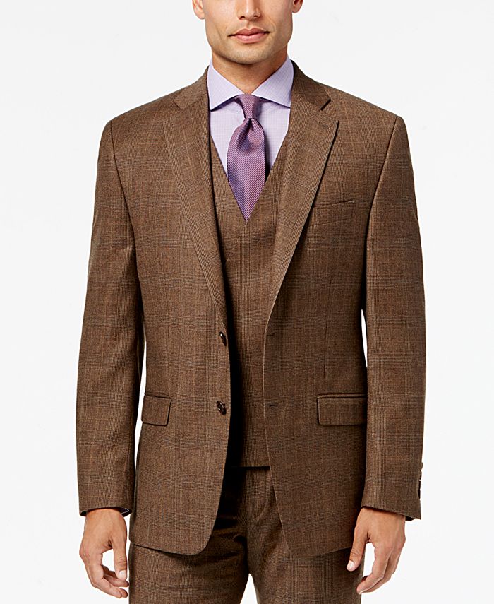 Lauren Ralph Lauren Men's Classic-Fit Ultraflex Brown Plaid Flannel Suit  Jacket - Macy's