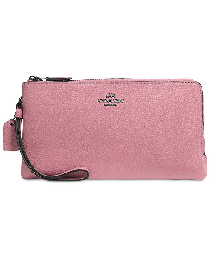 COACH Double Zip Wallet in Polished Pebble Leather - Macy's