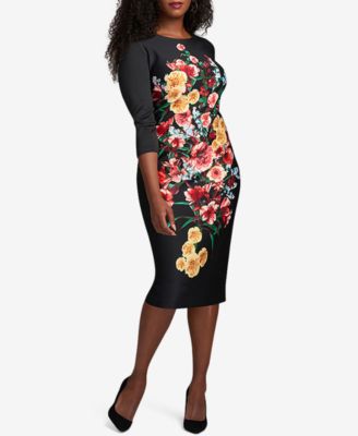 ECI - Plus Size Floral-Print Bodycon Dress