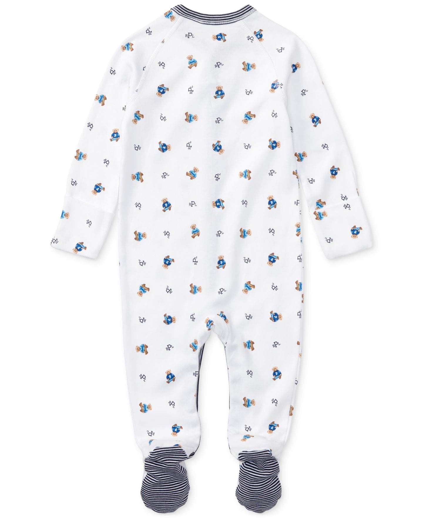 Детский хлопковый комбинезон Polo Ralph Lauren с мишкой и закрытыми ножками для малыша, цвет: Тёмно-синий — фото 2