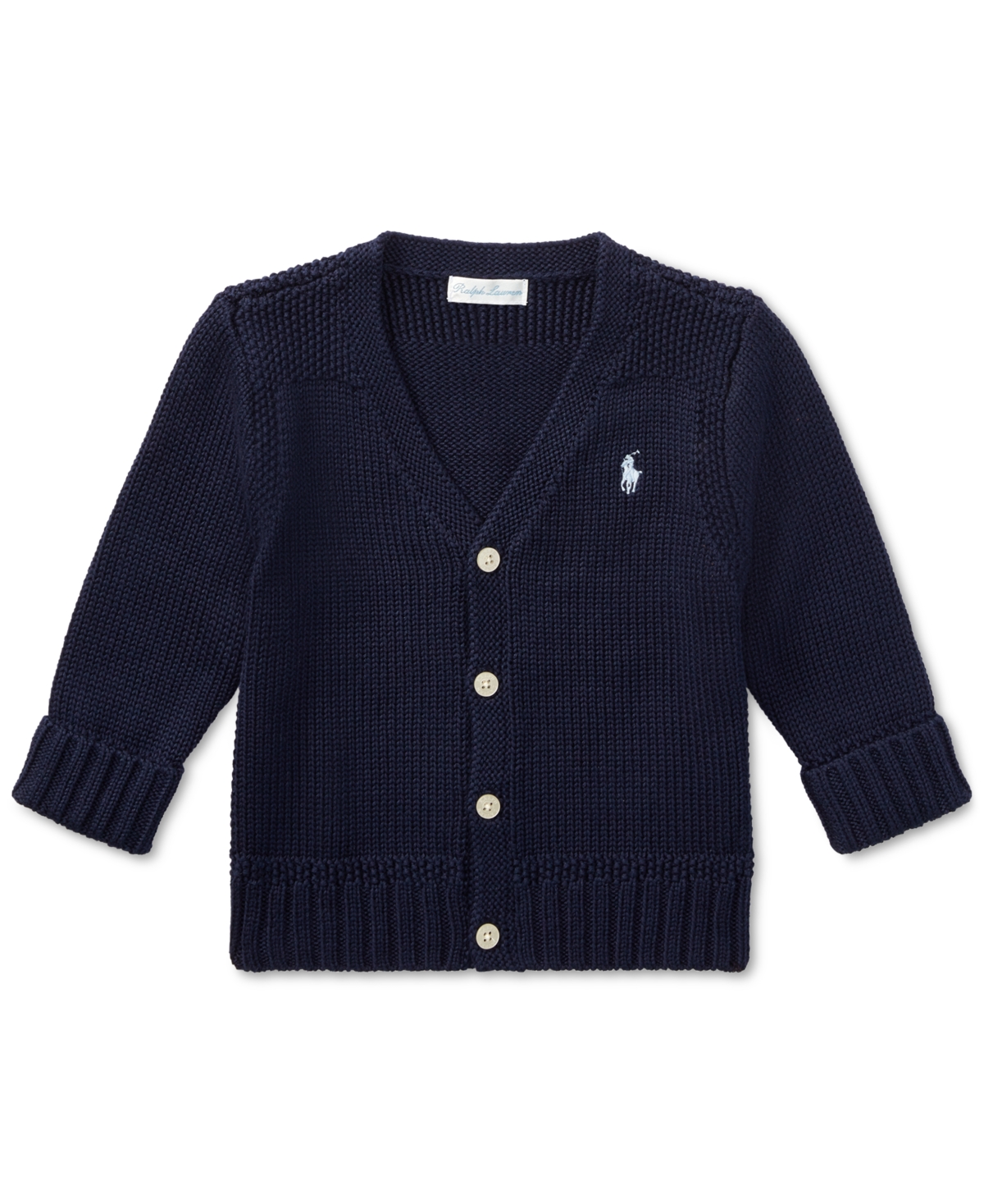Polo Ralph Lauren Baby Boys Combed Cotton V-neck Cardigan In French Navy