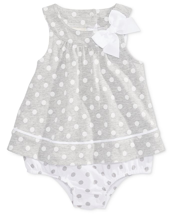 First Impressions Dot-Print Cotton Skirted Romper, Baby Girls, Created ...