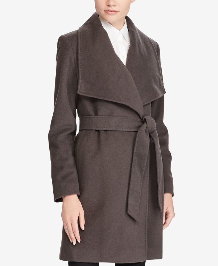 Lauren Ralph Lauren A-Line Wool-Cashmere Blend Wrap Coat - Macy's