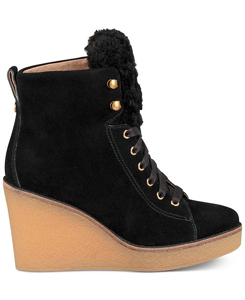 wedge lace up booties
