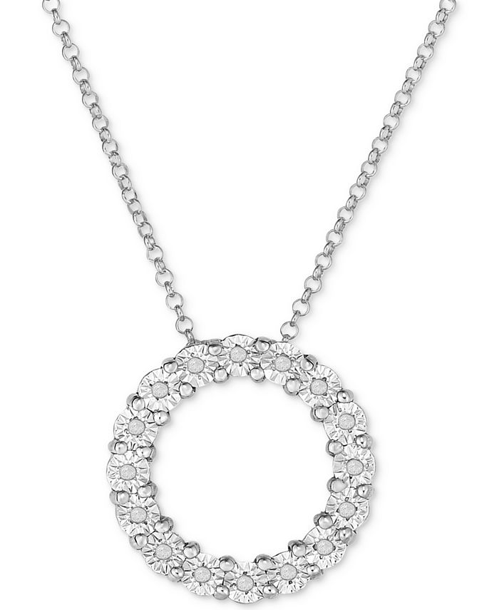 Macy's Diamond Circle Miracle Plate Pendant Necklace (1/10 ct. t.w.) in ...