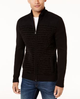 Alfani Men's Striped Chenille Full-Zip Sweater, Created for Macy's - Macy's