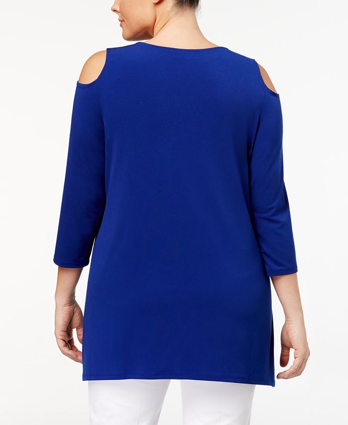 JM Collection Plus Size Cold-Shoulder Keyhole Top, Created for Macy's ...