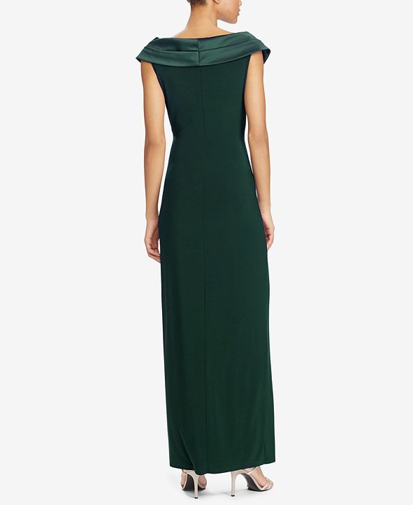 ralph lauren sleeveless portrait collar draped gown