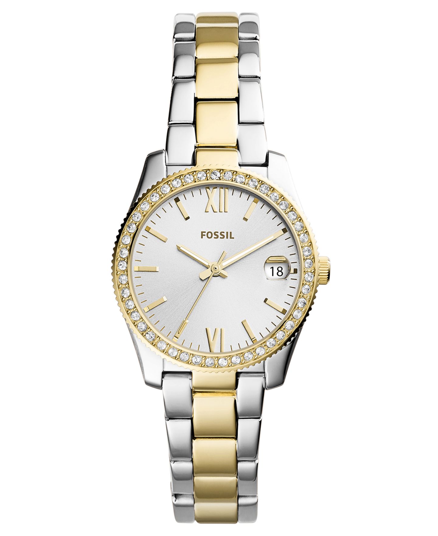 Женские часы Fossil Scarlette Two-Tone Stainless Steel Bracelet Watch 32mm — фото 1