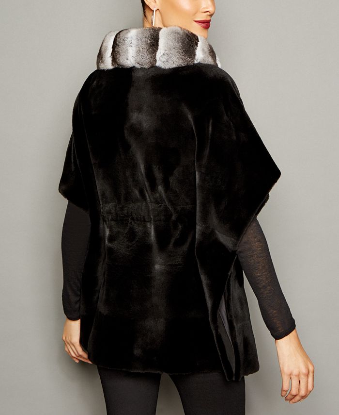 CHINCHILLA CAPE WITH MINK TRIMMING