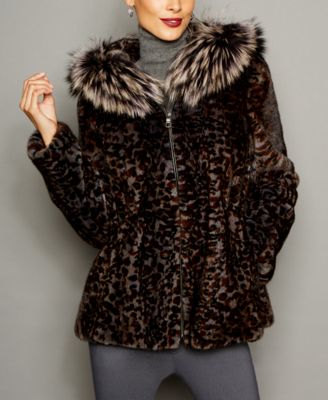The Fur Vault - Animal-Print Mink Fur Fox-Trim Jacket