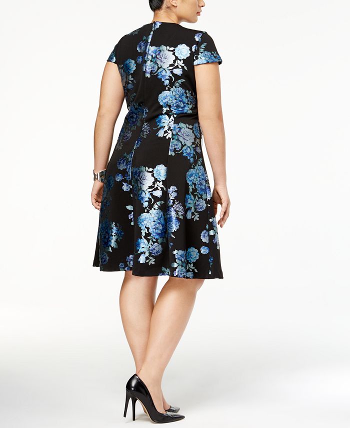 Alfani Plus Size Metallic-Print Fit & Flare Dress, Created for Macy's ...