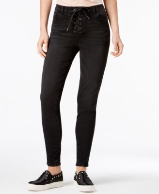 REWIND - Juniors' Lace-Up Skinny Jeans