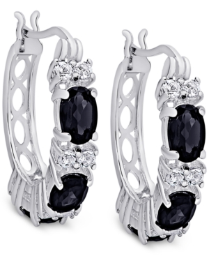 image of Small Rhodolite Garnet (3-1/3 ct. t.w.) & White Topaz (5/8 ct. t.w.) Hoop Earring in 14k Gold-Plated Sterling Silver (Also in Sapphire)