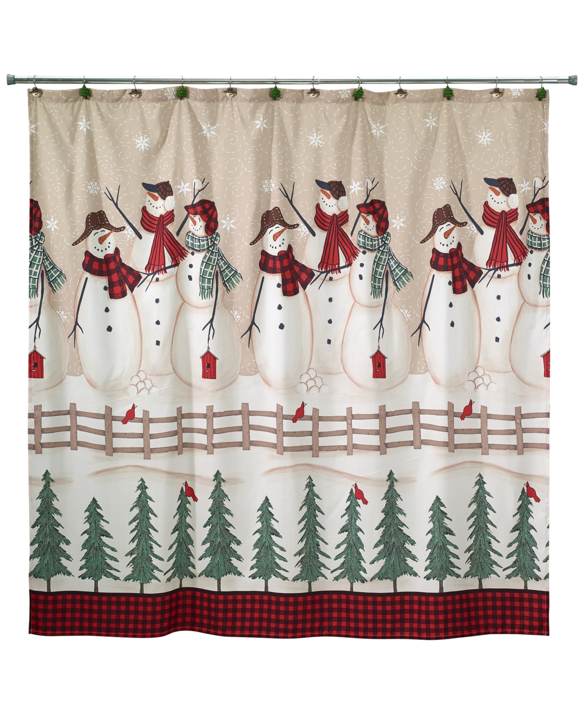 Avanti Snowman Gathering Holiday Shower Curtain, 72" x 72" - Shower Curtain