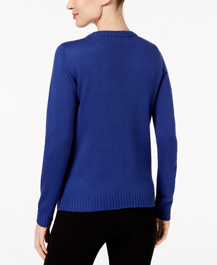 Karen Scott Petite Embellished Sweater, Created for Macy's & Reviews ...